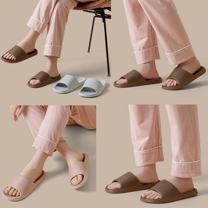 2024 Summer Slippers Men Women Soft Indoor Home Flat Sandals Fashion Flip Flops Beach Shoes Man Couple Non-Slip Bathroom Slides